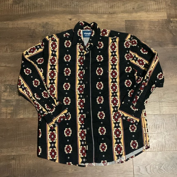 Wrangler Other - Vintage wrangler Aztec pearl snap shirt
